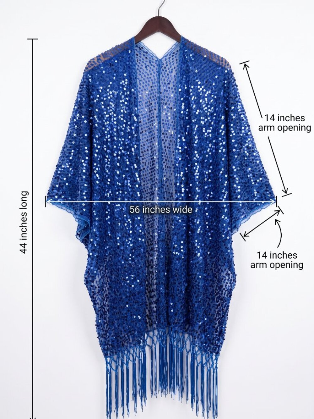 Royal Sequin Kimono Duster with Fringe | Boho Festival Rave Cover Up